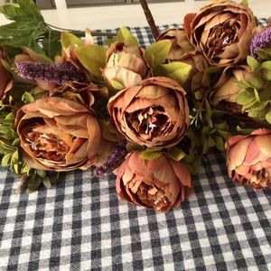 Three Silk Peony Flower Bouquets